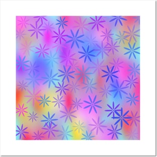 Multicolor Flowers on a Bright Colorful Background v5 light aqua underlay Posters and Art